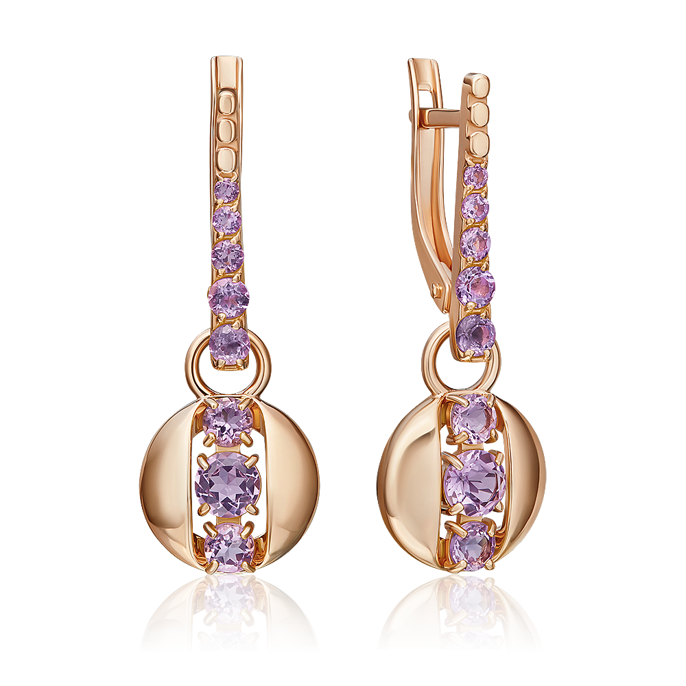 Серьги из золота с камнем аметист фото, цены