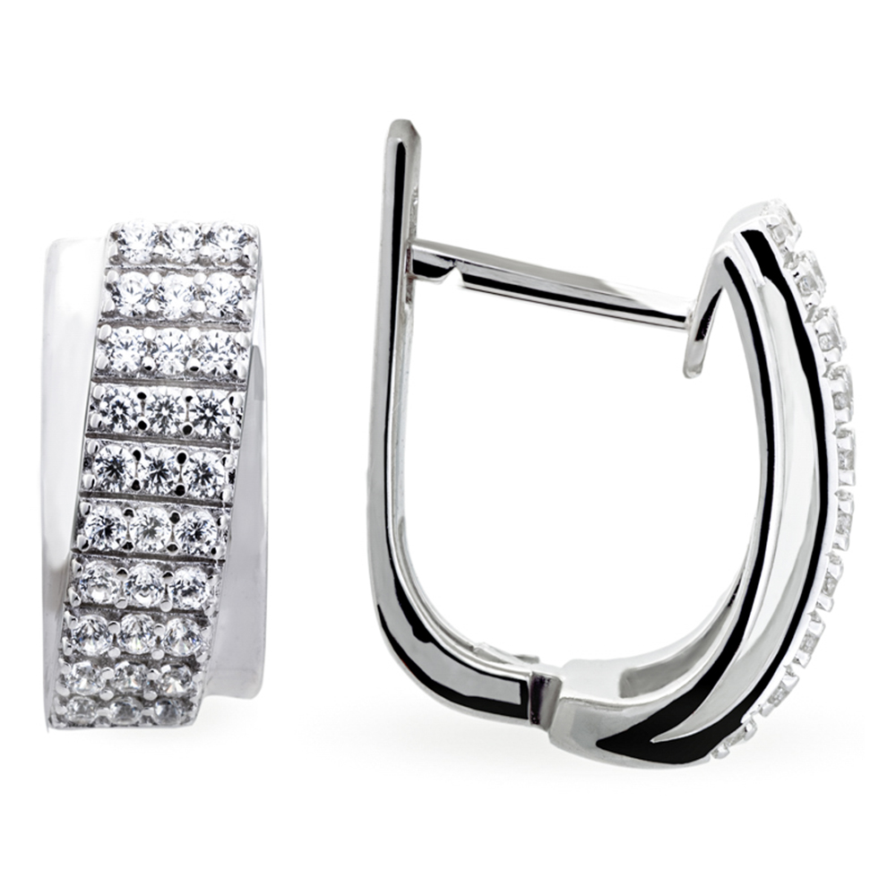 Серьги из серебра с камнем Фианит фото, цены