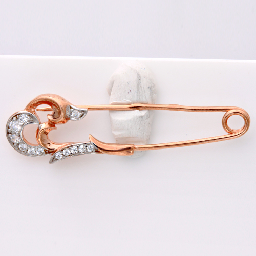 Брошь из позолота с камнем Фианит фото, цены