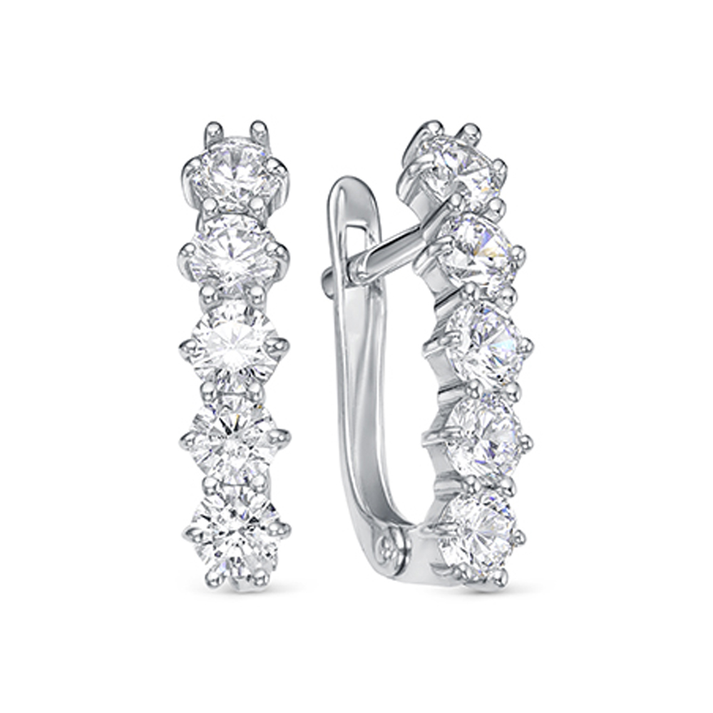 Серьги из серебра с камнем Фианит фото, цены