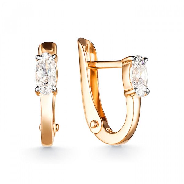 Серьги из золота с камнем Фианит фото, цены