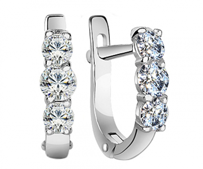 Серьги из серебра с камнем Фианит фото, цены