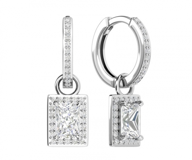 Серьги из серебра с камнем Фианит фото, цены