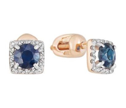 Пуссеты из золота с камнем Бриллиант, Сапфир фото, цены