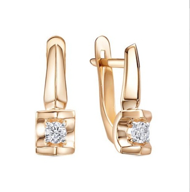 Серьги из золота с камнем Фианит фото, цены