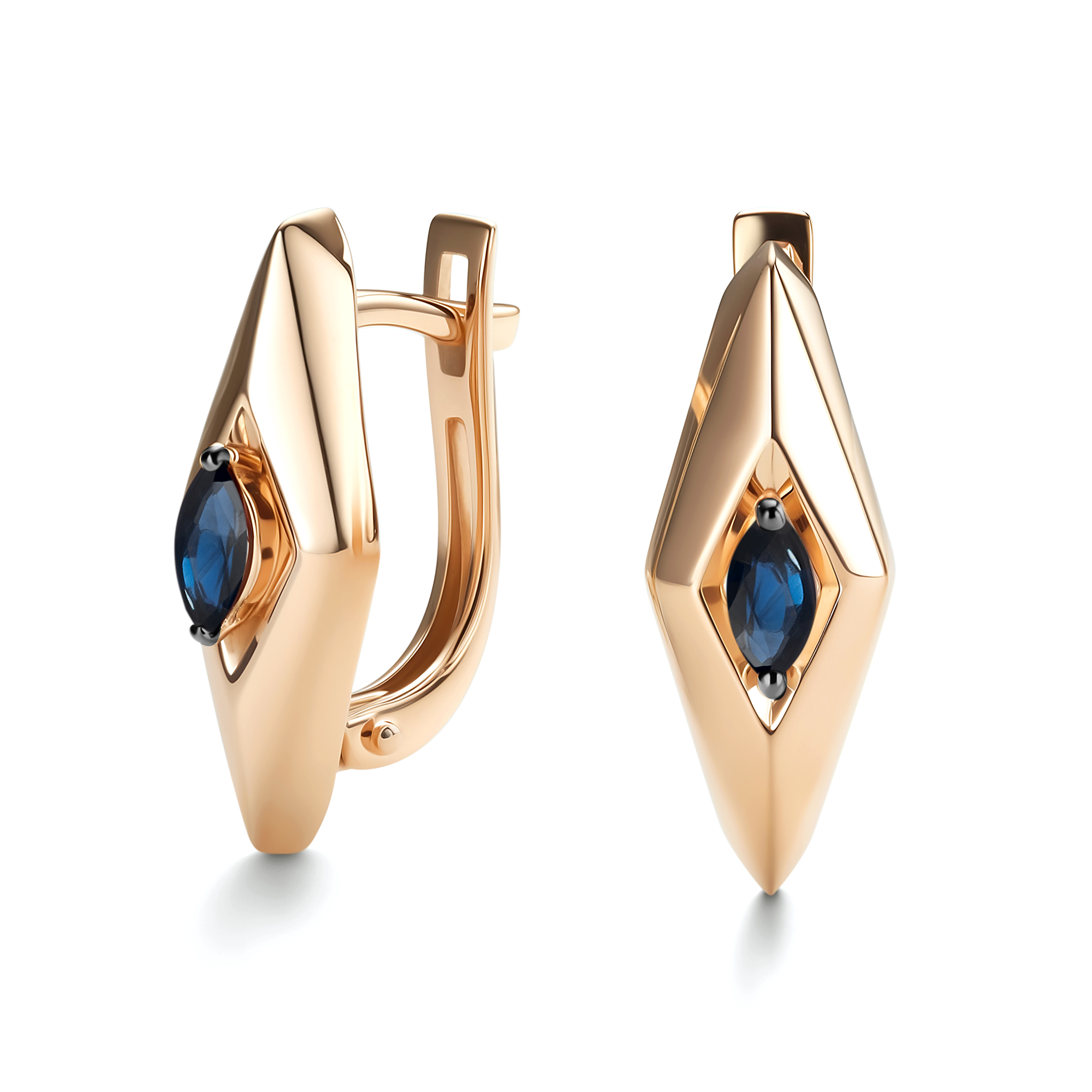 Серьги из золота с камнем Сапфир фото, цены