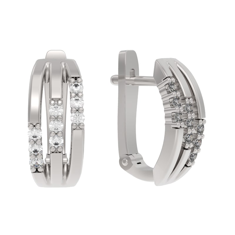 Серьги из серебра с камнем Фианит фото, цены