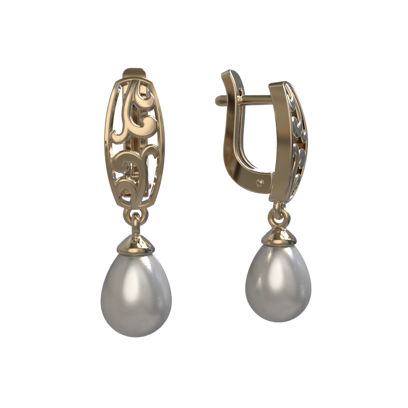Серьги из золота с камнем Жемчуг фото, цены