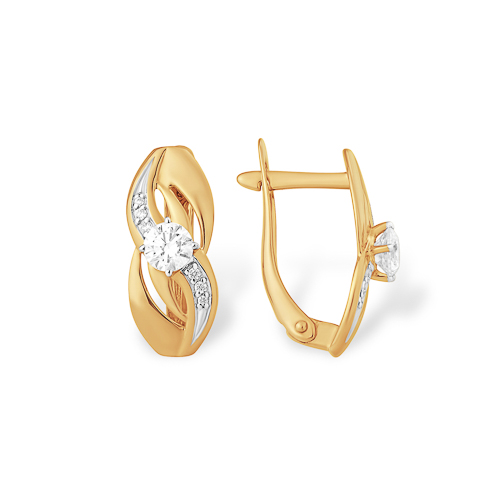 Серьги из золота с камнем Фианит фото, цены