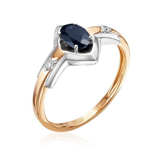 Кольцо из золота с камнем Бриллиант, Сапфир фото, цены