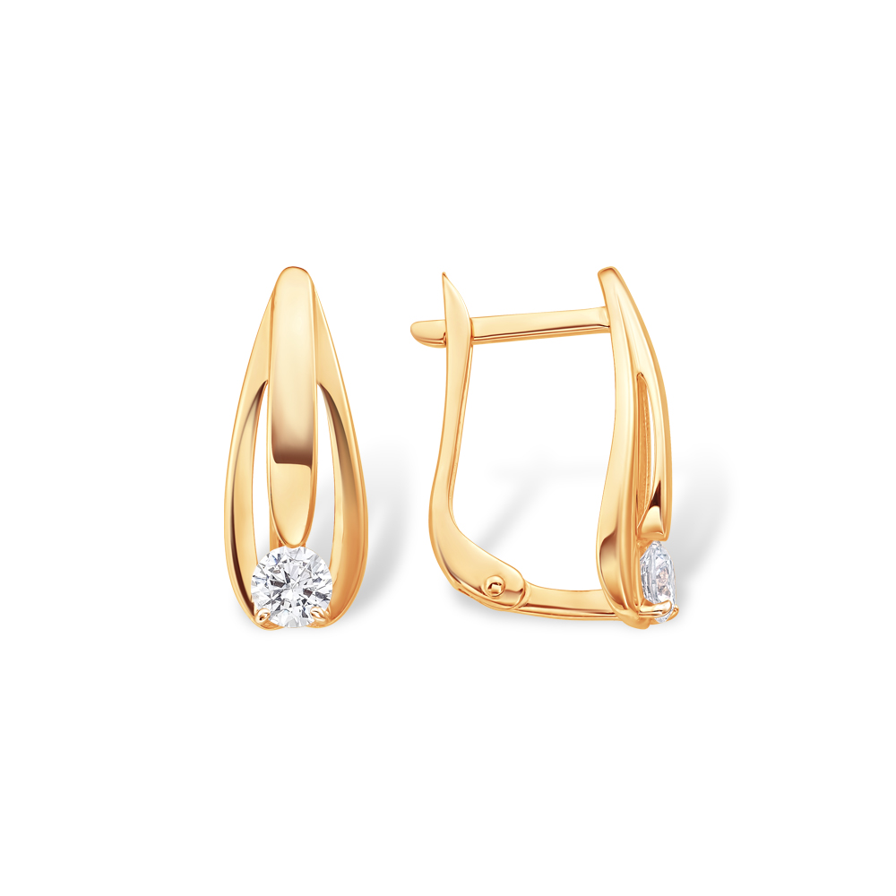 Серьги из золота с камнем Фианит фото, цены