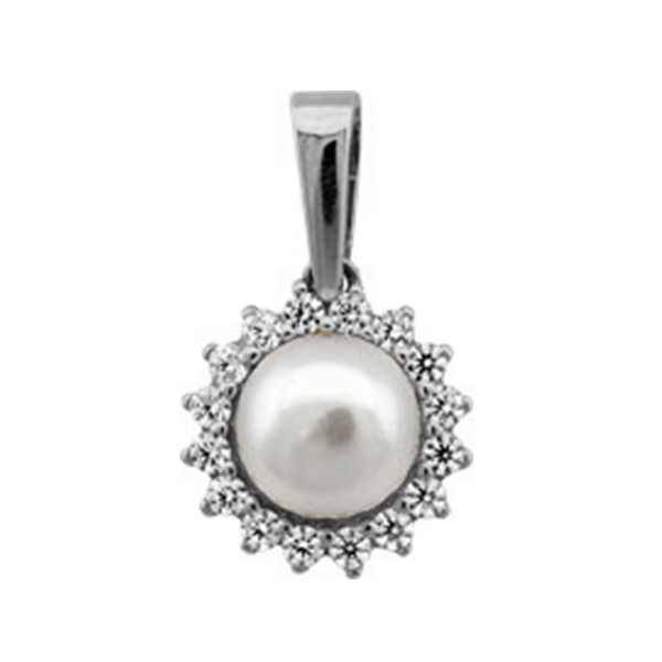 Подвеска из серебра с камнем Жемчуг, Фианит фото, цены