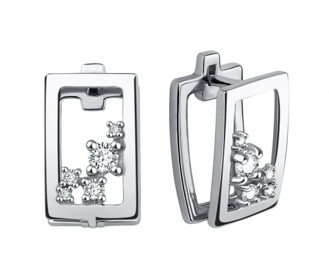 Серьги из серебра с камнем Фианит фото, цены