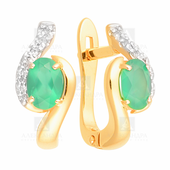 Серьги из золота с камнем Лондон топаз, Фианит фото, цены