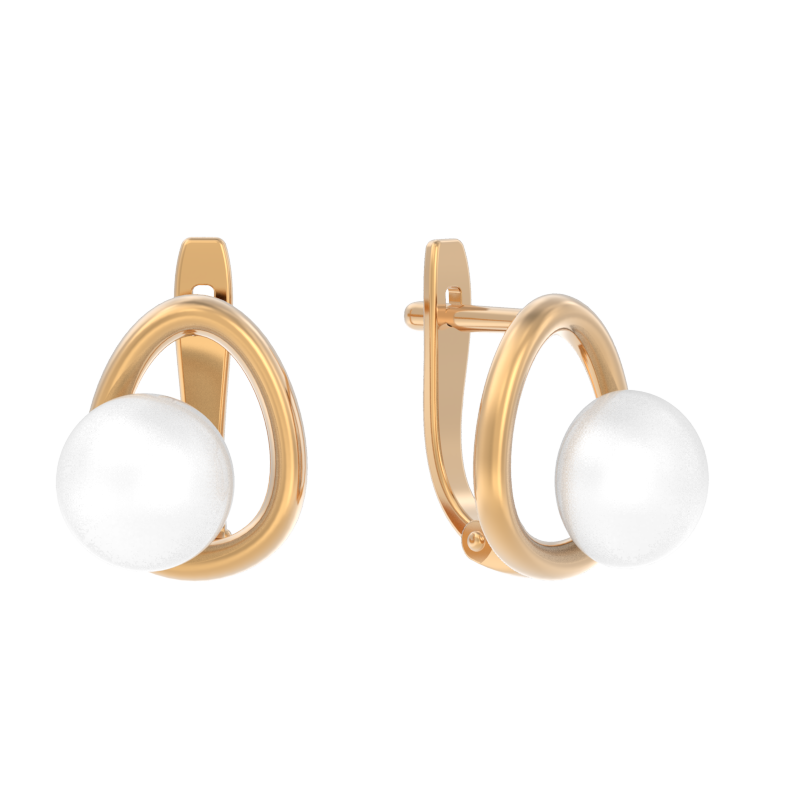 Серьги из золота с камнем Жемчуг фото, цены