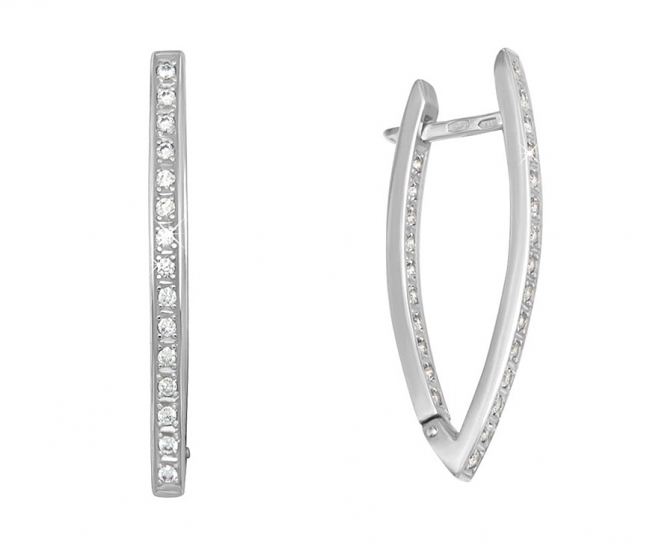 Серьги из серебра с камнем Фианит фото, цены