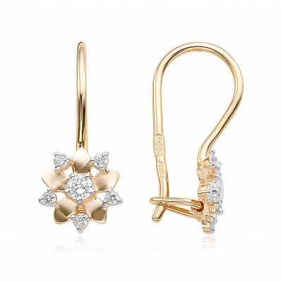 Серьги из золота с камнем Фианит фото, цены