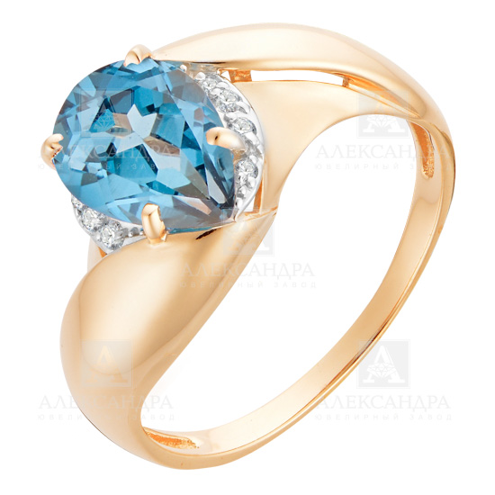 Кольцо из золота с камнем Топаз, Фианит фото, цены