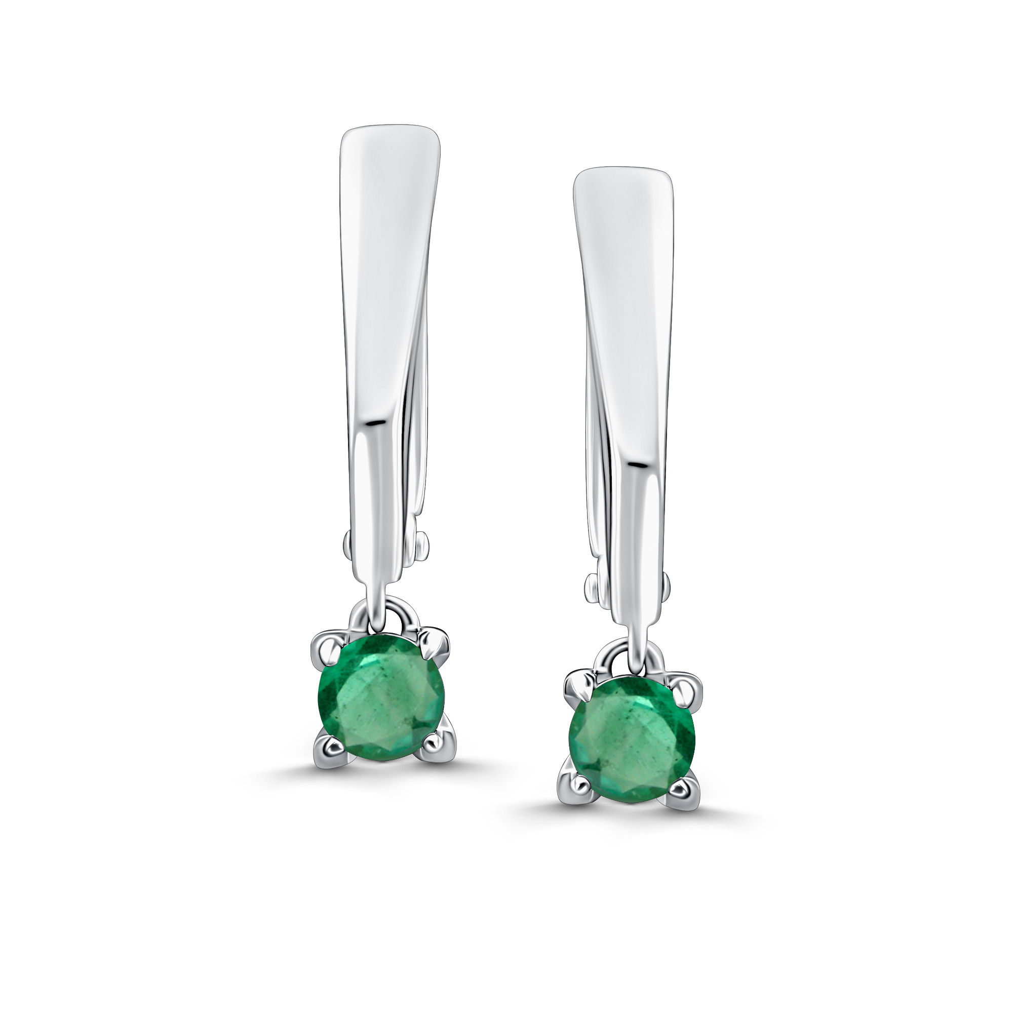 Серьги из серебра с камнем Изумруд фото, цены