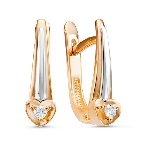 Серьги из белого золота с камнем Бриллиант фото, цены