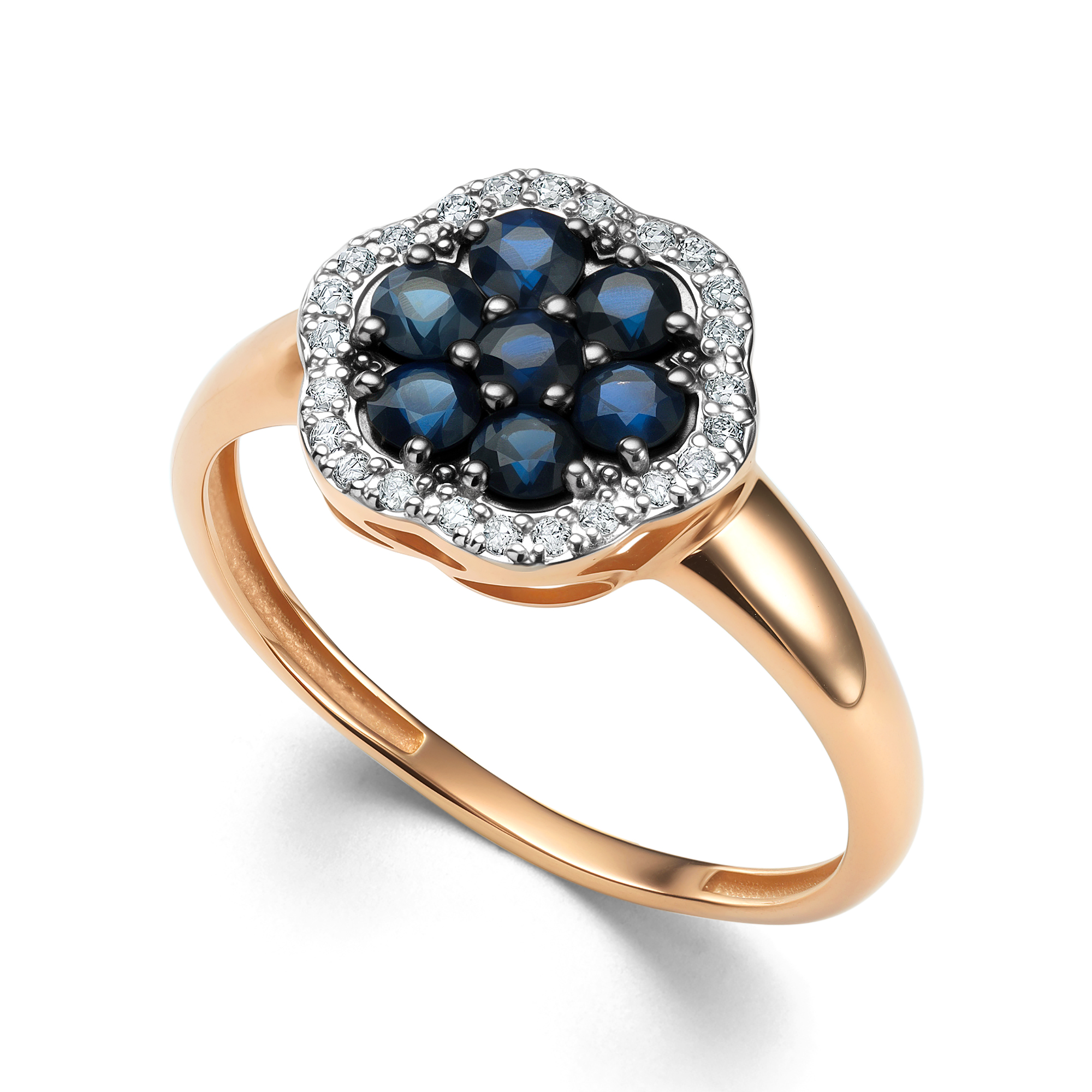 Кольцо из золота с камнем Бриллиант, Сапфир фото, цены