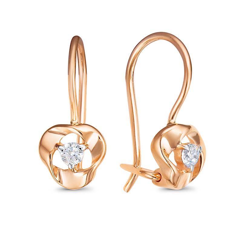 Серьги из золота с камнем Фианит фото, цены