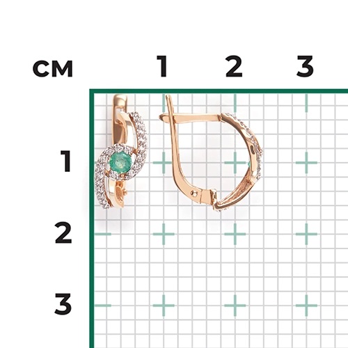 Серьги из золота с камнем Бриллиант, Изумруд фото, цены