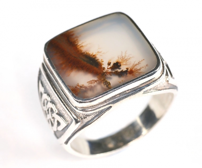 Печатка из серебра с камнем Агат фото, цены