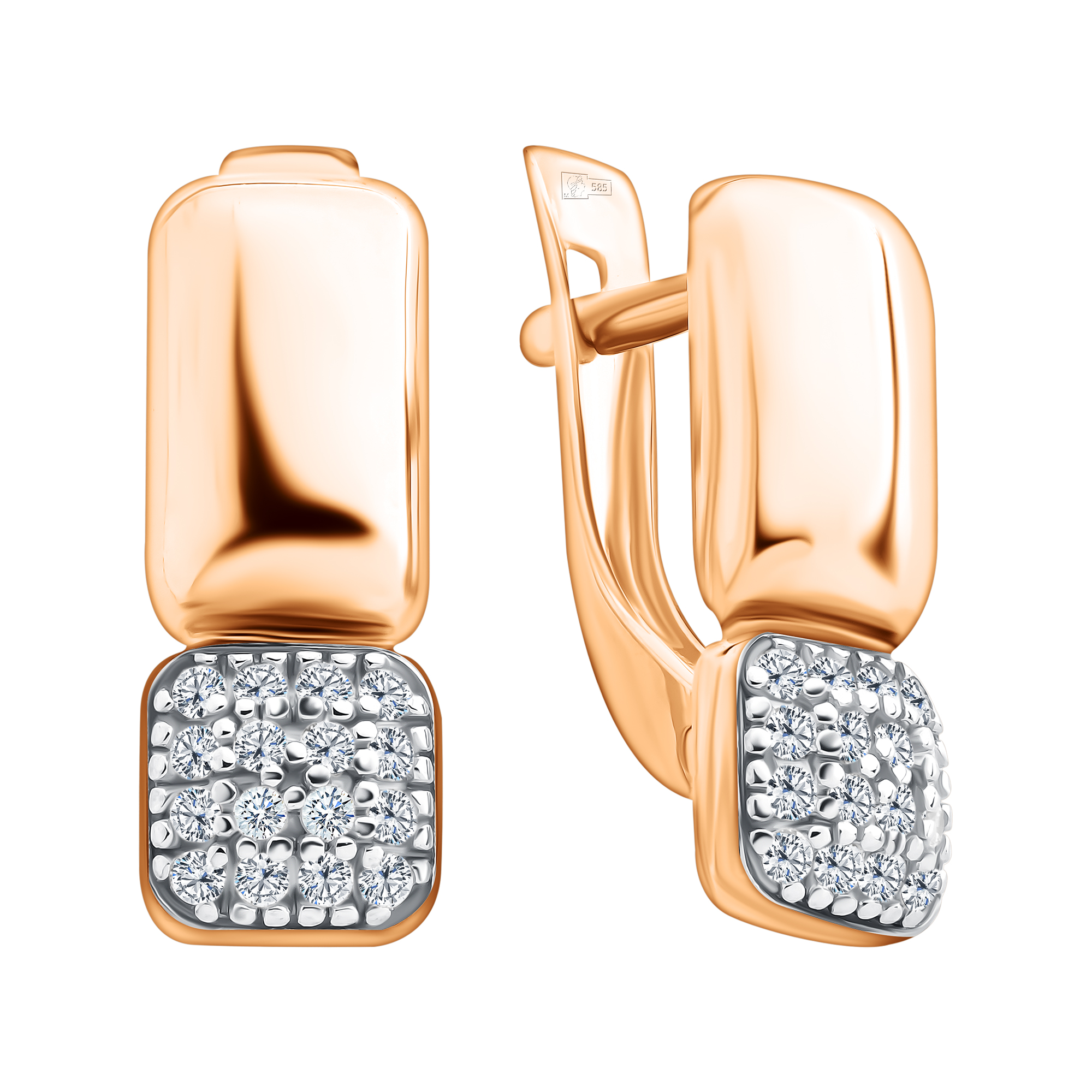 Серьги из золота с камнем Куб цирконий фото, цены