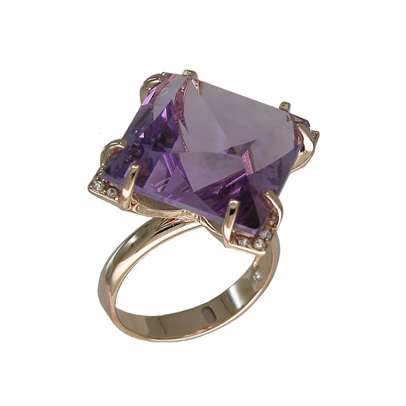 Кольцо из серебра с камнем Фианит, Кварц фото, цены