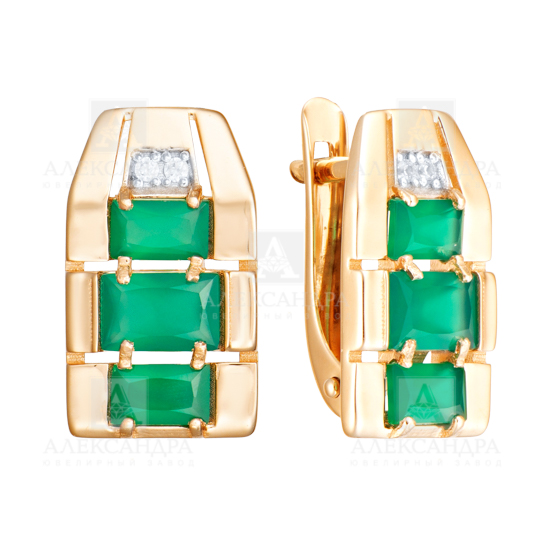 Серьги из золота с камнем аметист, Фианит фото, цены