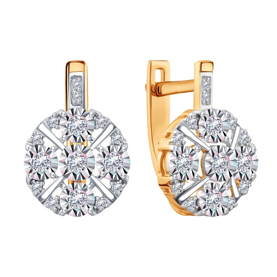 Серьги из золота с камнем Бриллиант фото, цены