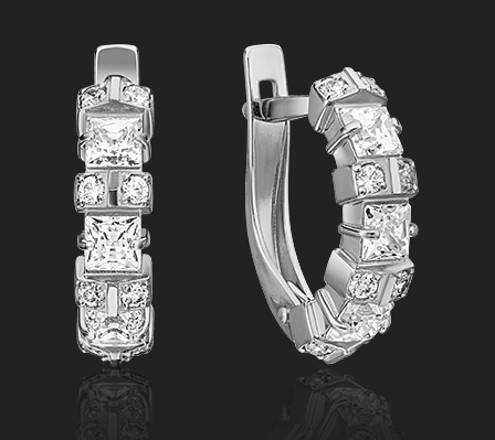 Серьги из золота с камнем Фианит фото, цены