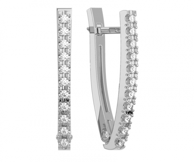 Серьги из серебра с камнем Фианит фото, цены