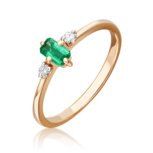 Кольцо из золота с камнем Бриллиант, Изумруд фото, цены