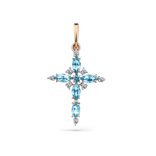 Подвеска из золота с камнем Топаз, Фианит фото, цены