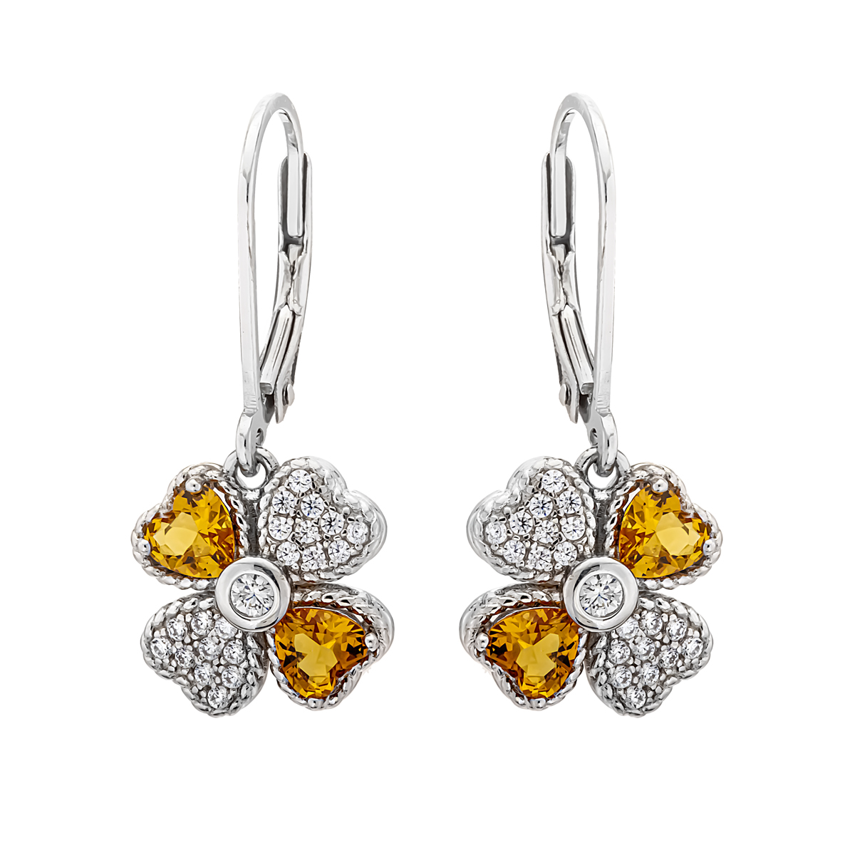 Серьги из серебра с камнем Циркон фото, цены