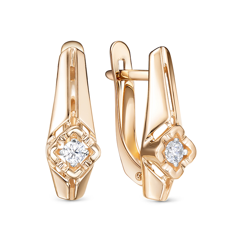 Серьги из золота с камнем Фианит фото, цены