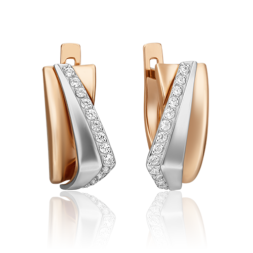 Серьги из золота с камнем Фианит фото, цены