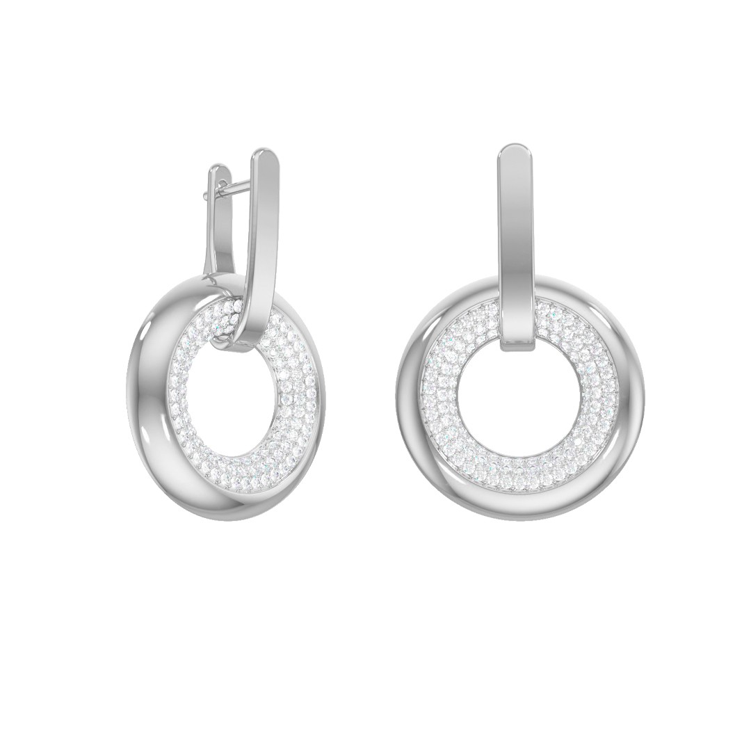 Серьги из серебра с камнем Фианит фото, цены