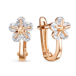 Серьги из золота с камнем Фианит фото, цены