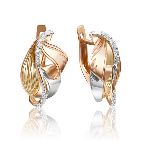 Серьги из золота с камнем Фианит фото, цены