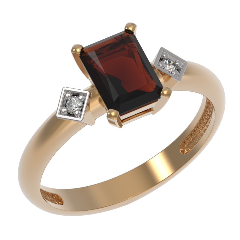 Кольцо из золота с камнем Гранат, Фианит фото, цены