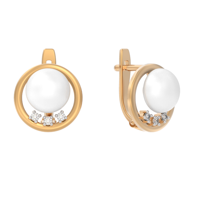 Серьги из золота с камнем Жемчуг фото, цены