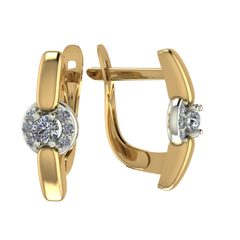 Серьги из золота с камнем Фианит фото, цены