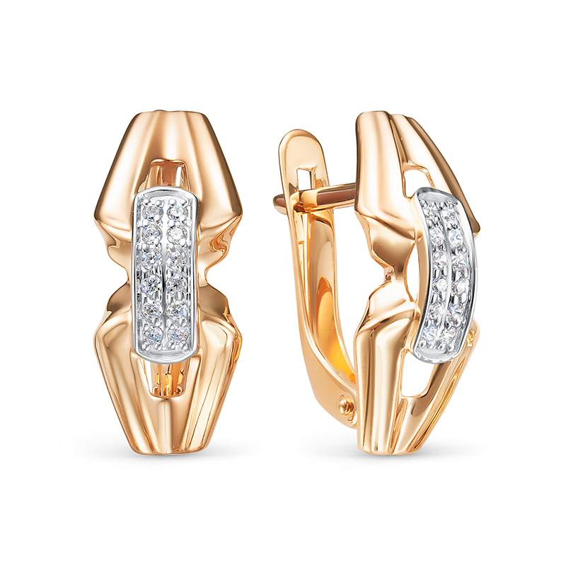 Серьги из золота с камнем Фианит фото, цены