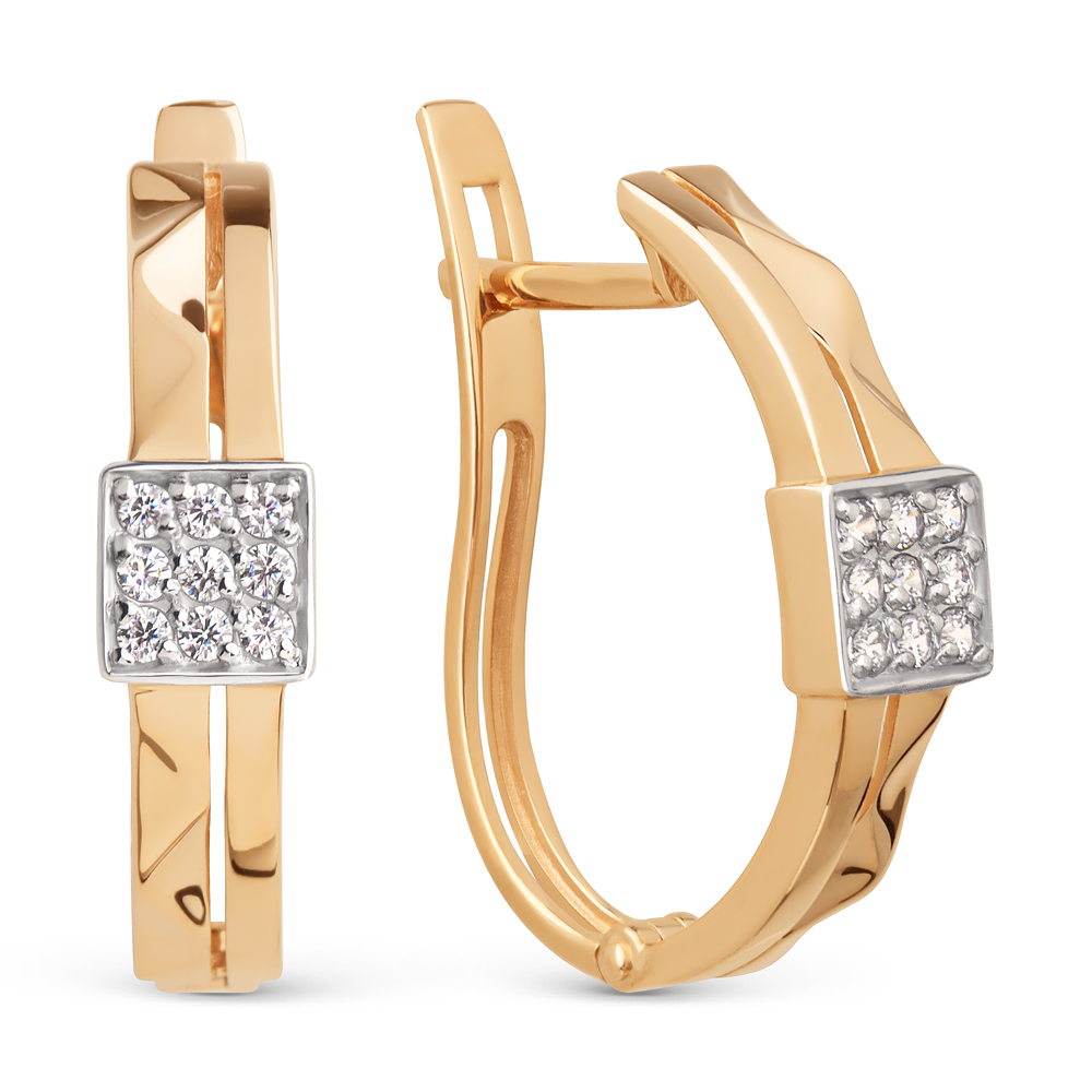 Серьги из золота с камнем Фианит фото, цены