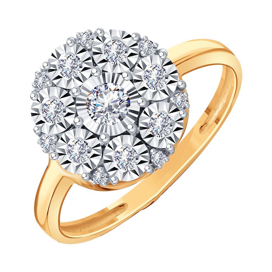 Кольцо из золота с камнем Бриллиант фото, цены