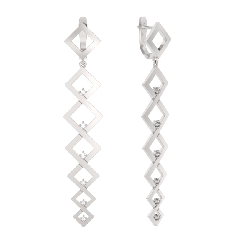 Серьги из серебра с камнем Фианит фото, цены