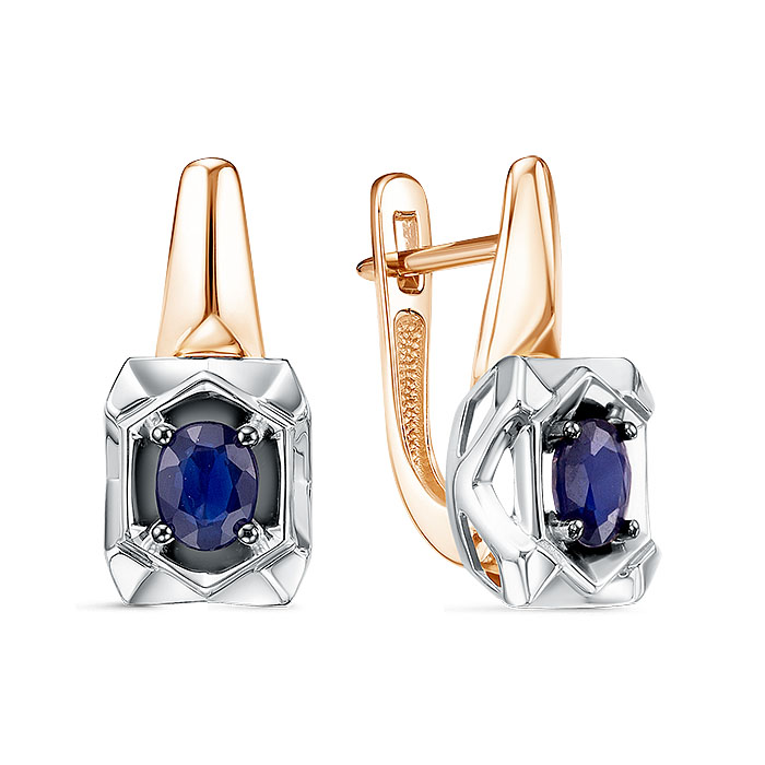 Серьги из золота с камнем Сапфир фото, цены
